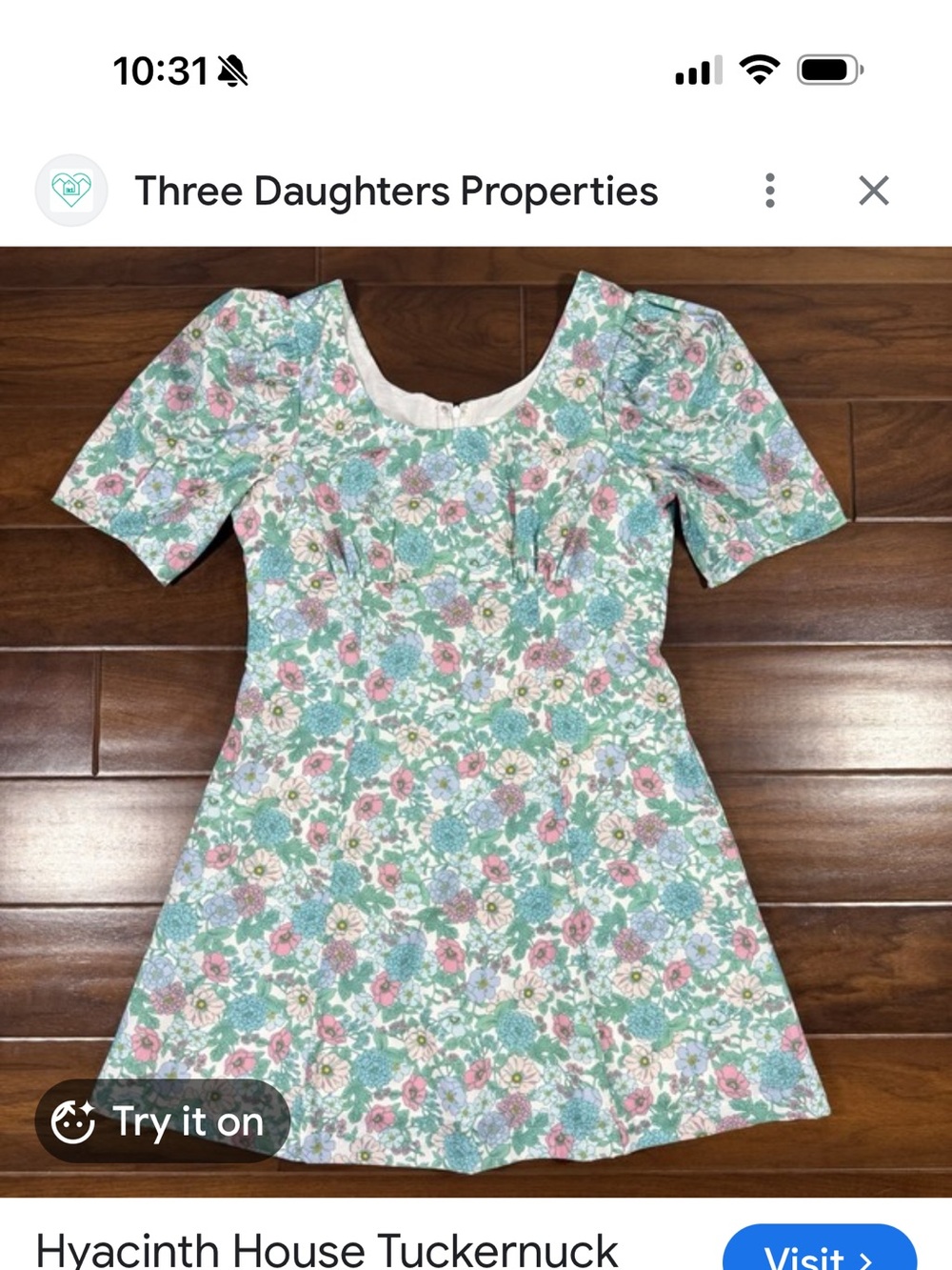 Tuckernuck hyacinth floral Short Sleeve Mini Dress with Pink Accents